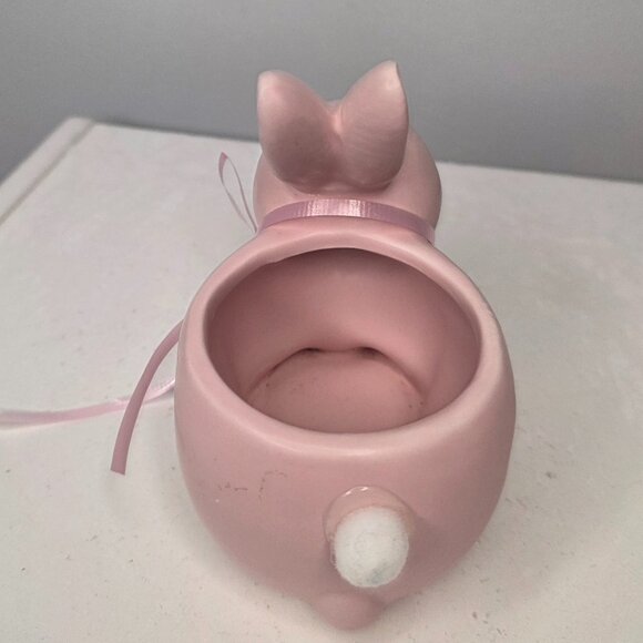 Pink Ceramic Bunny Planter Puffy Tail - Picture 4 of 6